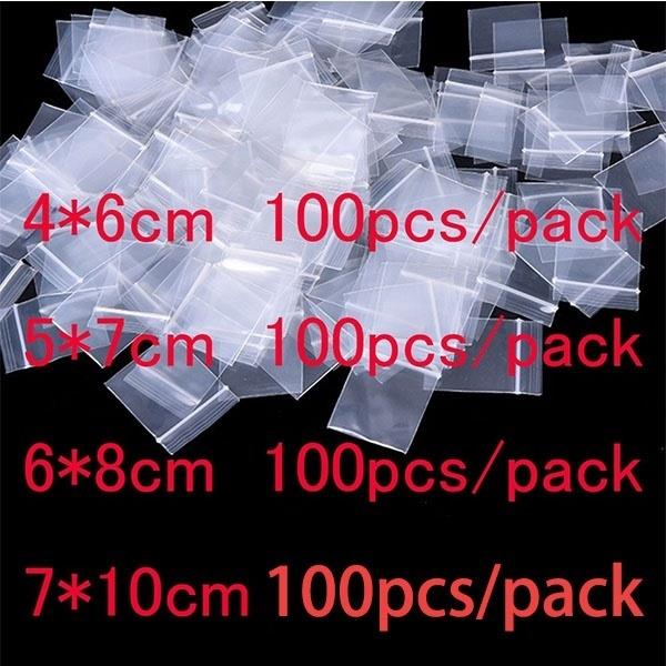 100Pcs Mini Zip Lock Baggies Plastic Packaging Bags Small Plastic Zipper  Bag Ziplock Bag (Size: 4*6cm 5*7cm 6*8cm 7*10cm, Color: Transparent)