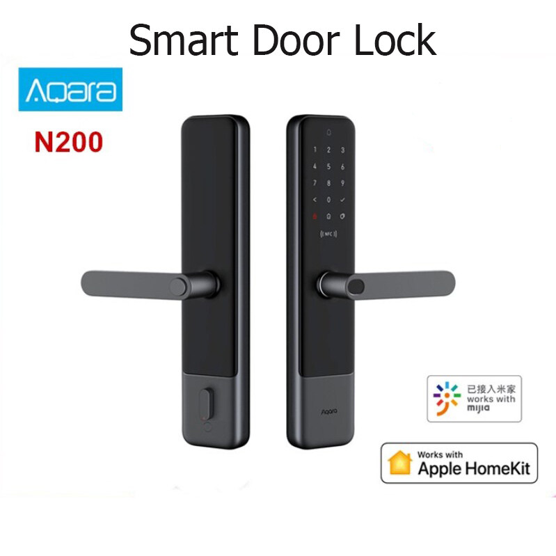 Smart Door Lock  N200 ที่ล็อคประตูอัจฉริยะ Fingerprint Bluetooth Password NFC Unlock Works With  Apple HomeKit Smart Linkage With Doorbell สี ดำ สี ดำมีบริการเสริม ติดตั้งเอง