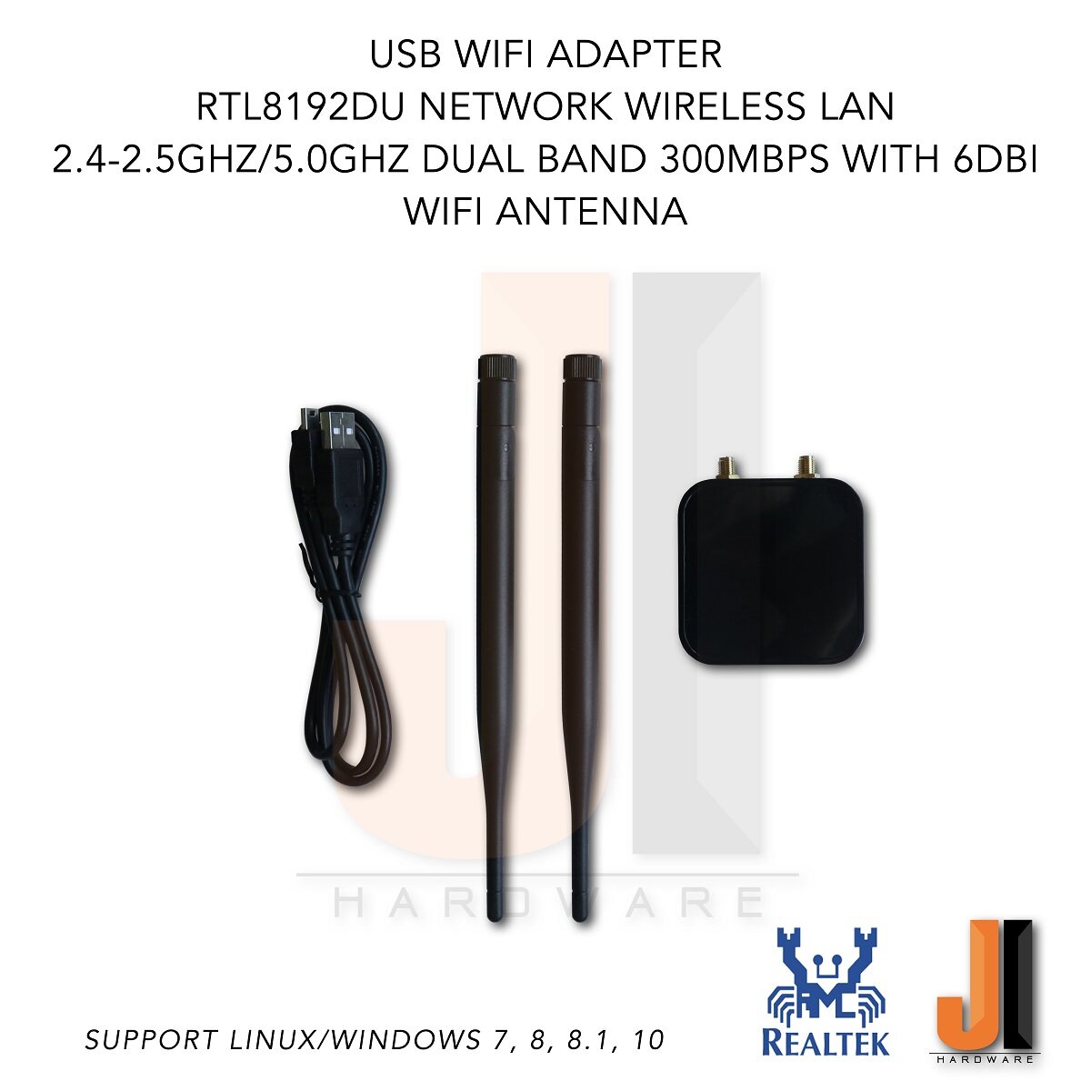 Usb Wi-Fi Adapter Rtl8192du Network Lan Dual Band (2.4 Ghz / 5.0 Ghz) 300 Mbps With 6 Dbi Wi-Fi Antenna (new). 