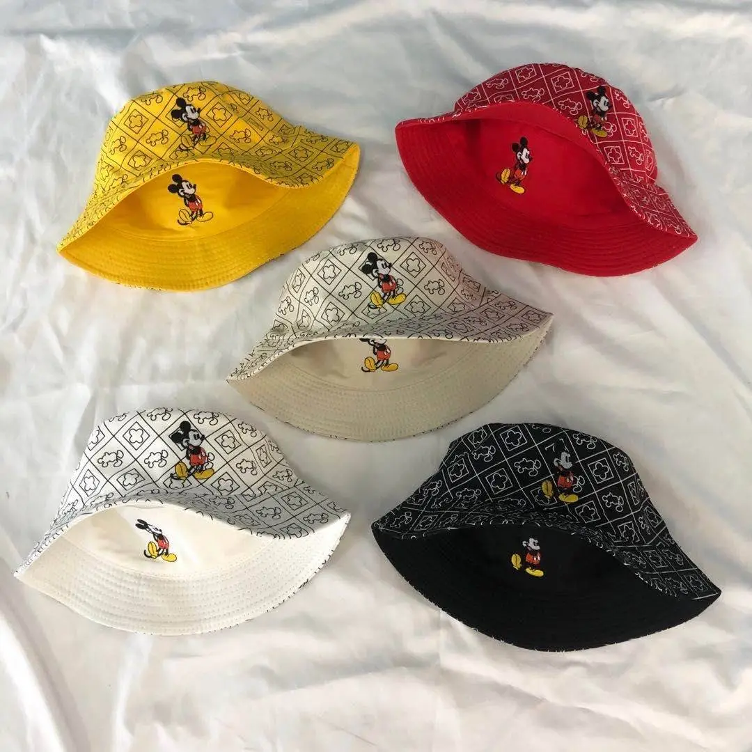 [พร้อมส่ง] หมวกบักเก็ต bucket hat  มิกกี้ ใส่ได้ 2 ด้าน สีพื้น ลายใหม่ แบบใหม่ สีใหม่