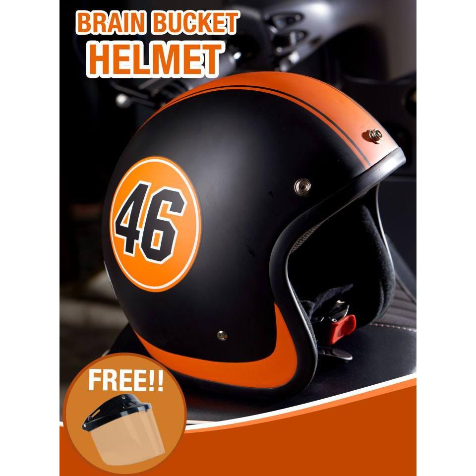 หมวกกันน็อคแบบครึ่งใบ Brain Bucket Helmet หมวกกันน็อค หมวกกันน็อคเด็ก หมวกกันน็อคผู้ใหญ่ หมวกกันน็อค 3 กระดุม หมวกกันน็อคเต็มใบ  หมวกกันน็อคครึ่งใบ ของแท้