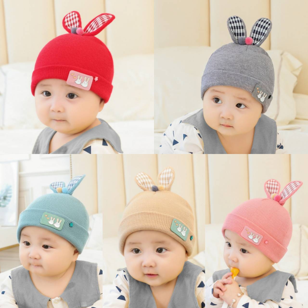 (พร้อมส่ง)หมวก หมวกเด็ก หมวกไหมพรมเด็ก 1เดือน-18เดือน หมวกเด็กกันหนาว หมวกเด็กแรกเกิด หมวกเด็กทารก หมวกไหมพรม แต่งหูกระต่าย ลายสก๊อต🐰