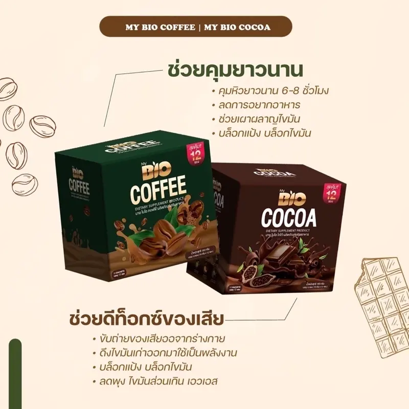 ภาพสินค้า(1แถม1) My Bio Cocoa & My Bio Coffee กาแฟ คู่กับ โกโก้ (เเพคเกจใหม่) จากร้าน KK Cosmetics บน Lazada ภาพที่ 4