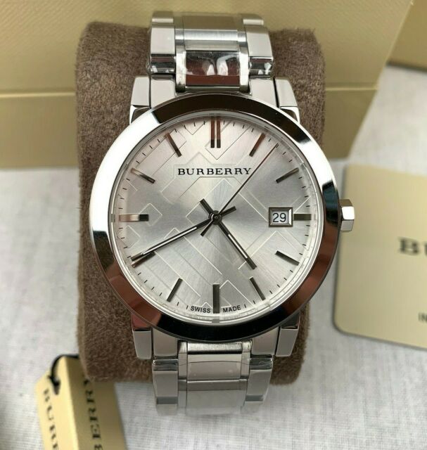 นาฬิกาแบรนด์เนมผู้หญิง BURBERRY Large Check Stainless Steel Bracelet Watch รุ่น BU9000 ของแท้100%