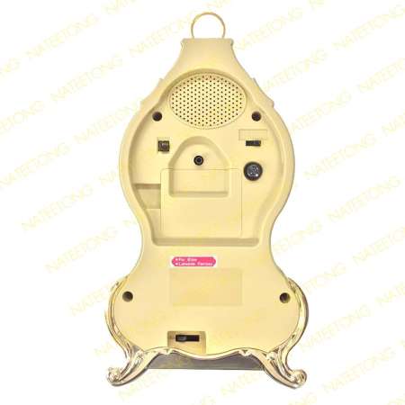 RHYTHM Japan นาฬิกาตั้งโต๊ะสีทองตั้งปลุกได้-ตัวตุ๊กตาขยับสวยงาม 4RM603PR