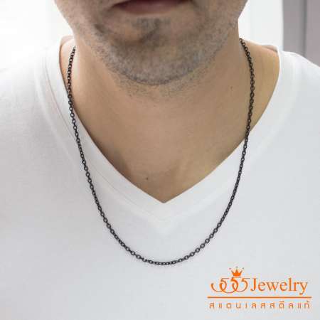 555jewelry สร้อยเปล่า สแตนเลสสตีลแท้ ดีไซน์เรียบสวย ลายโซ่คตกิต แฟชั่นสำหรับผู้ชาย  รุ่น ARZ-GSC-015 สีดำ (CH9)