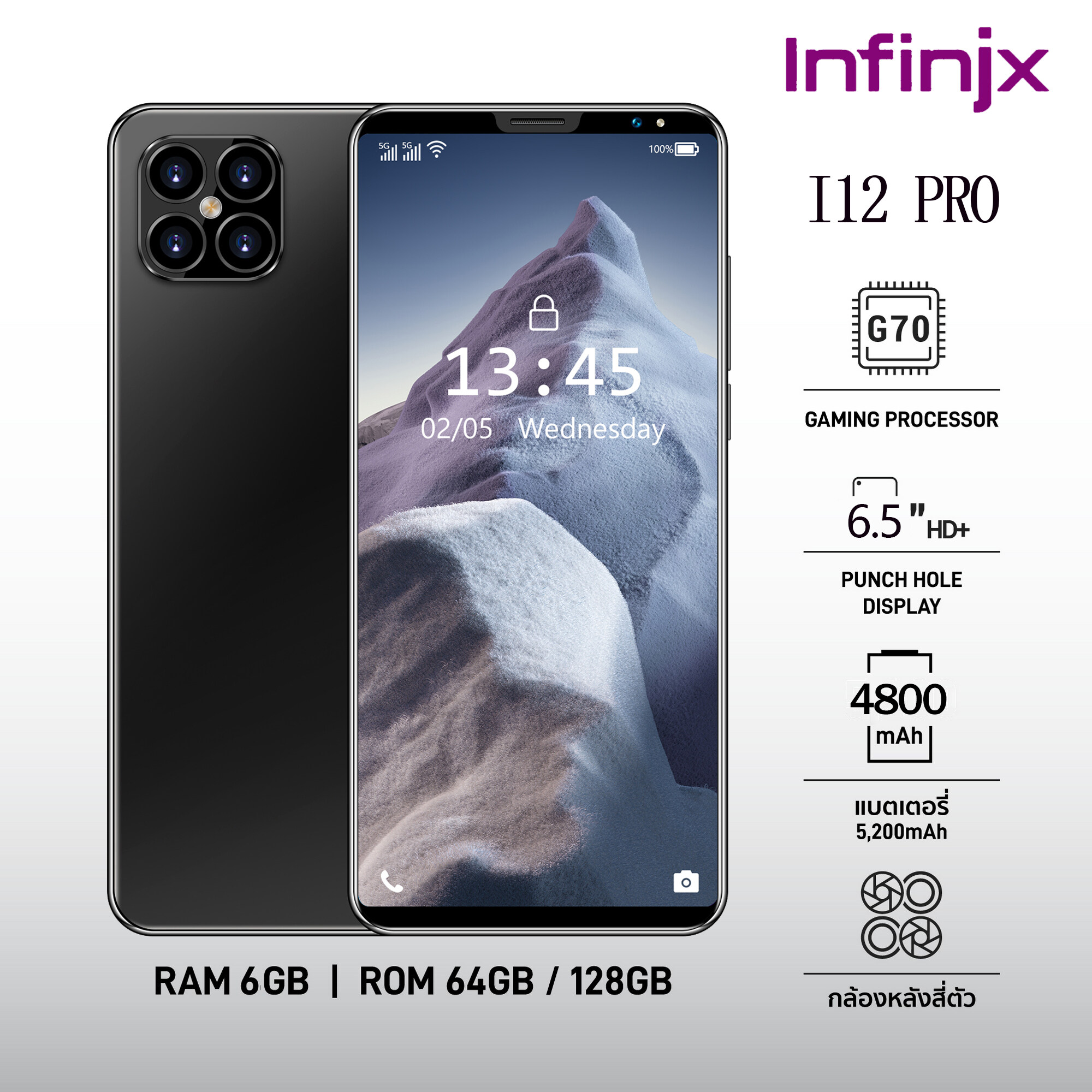 Infinjx มือถือราคาถูกๆ  แฟชั่น I12 PRO (6GB+128GB) จอกว้าง 6.5