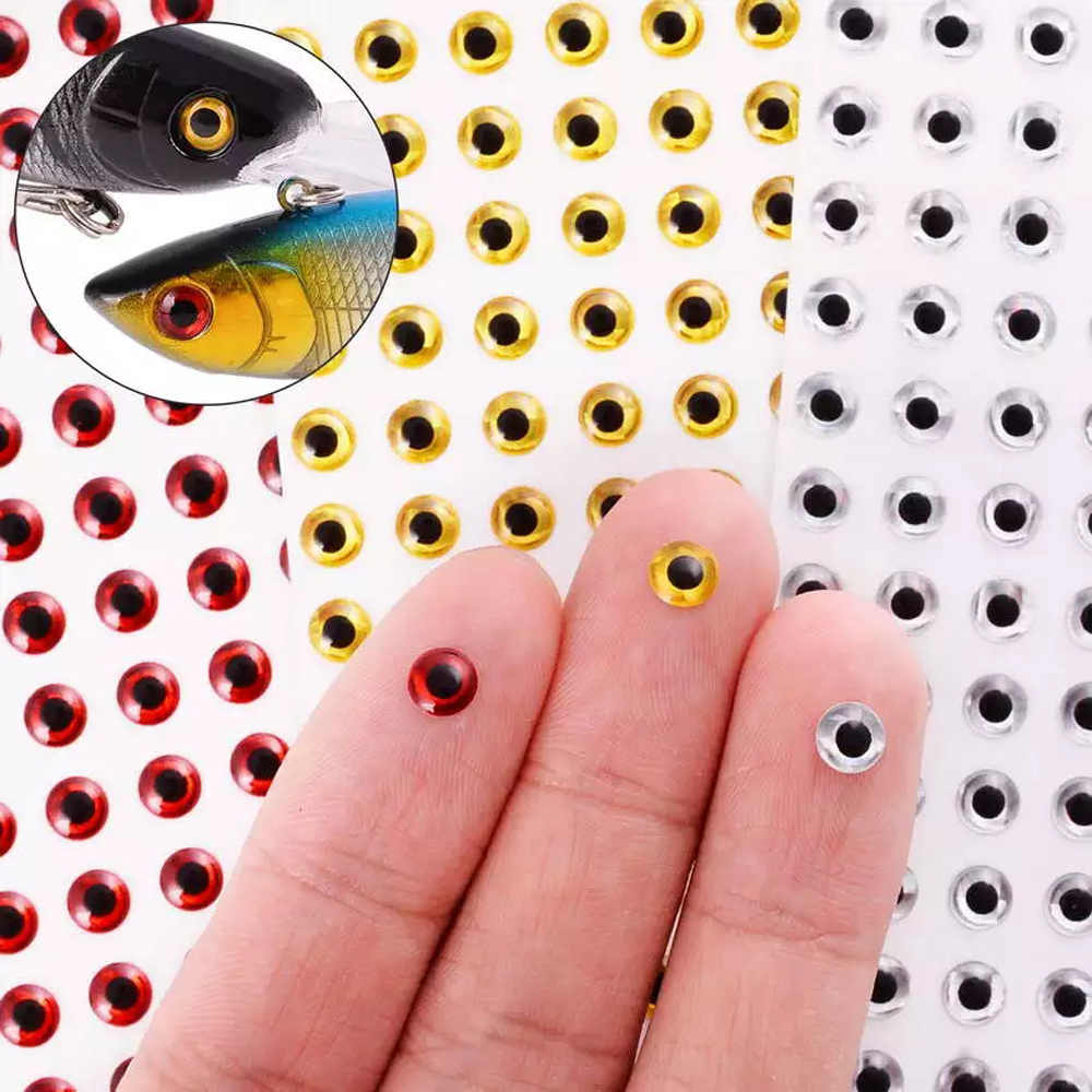 SWALLOWED Fishing Sticker Fly Fishing Simulation Holographic 3mm 4mm 5mm  6mm 100pcs/lot DIY Eyes 3D Fish Eyes Artificial Fish Eyes Fishing Lure Eyes