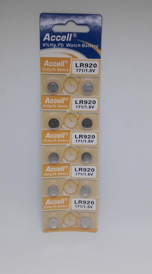 Accell LR920 ขายยกแผงๆละ 19 บาท ( 1แผง = 10 เม็ด ) ถ่านเครื่องคิดเลข ถ่านใส่ของเล่น ถ่านเอนกประสงค์ ถ่านนาฬิกา