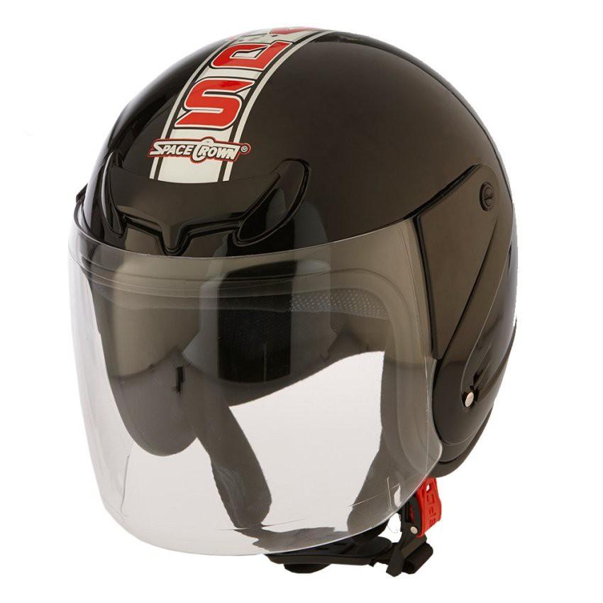 SPACE CROWNหมวกกันน็อคเต็มใบ รุ่นEXสีดำเงา หมวกกันน็อค หมวกกันน็อคเด็ก หมวกกันน็อคผู้ใหญ่ หมวกกันน็อค 3 กระดุม หมวกกันน็อคเต็มใบ  หมวกกันน็อคครึ่งใบ ของแท้