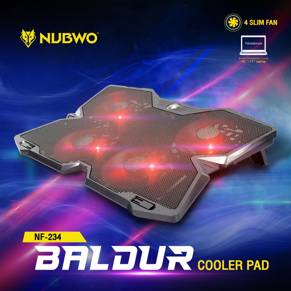 NUBWO NF-234 Baldur Cooler Pad 4 Slim Fan พัดลมโน๊ตบุ๊ค