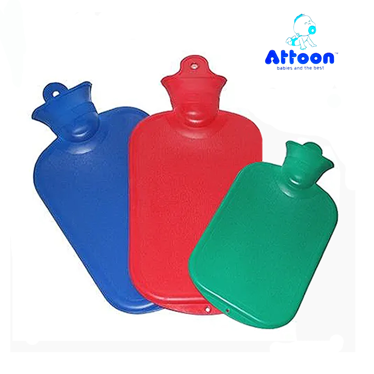 กระเป๋าน้ำร้อน 2ลิตร กันรั่วซึม2ชั้น ถุงน้ำร้อนยางธรรมชาติ (**จัดส่งแบบคละสี) บรรจุ 1 ชิ้น   ATTOON  Hot Water Rubber Bag For Body and  Pain Relief