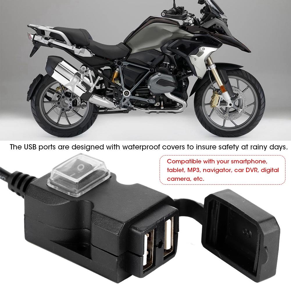 Dual USB รถจักรยานยนต์ Handlebar Fast Charger Kit สำหรับ GPS Navigator โทรศัพท์ DVR MP3