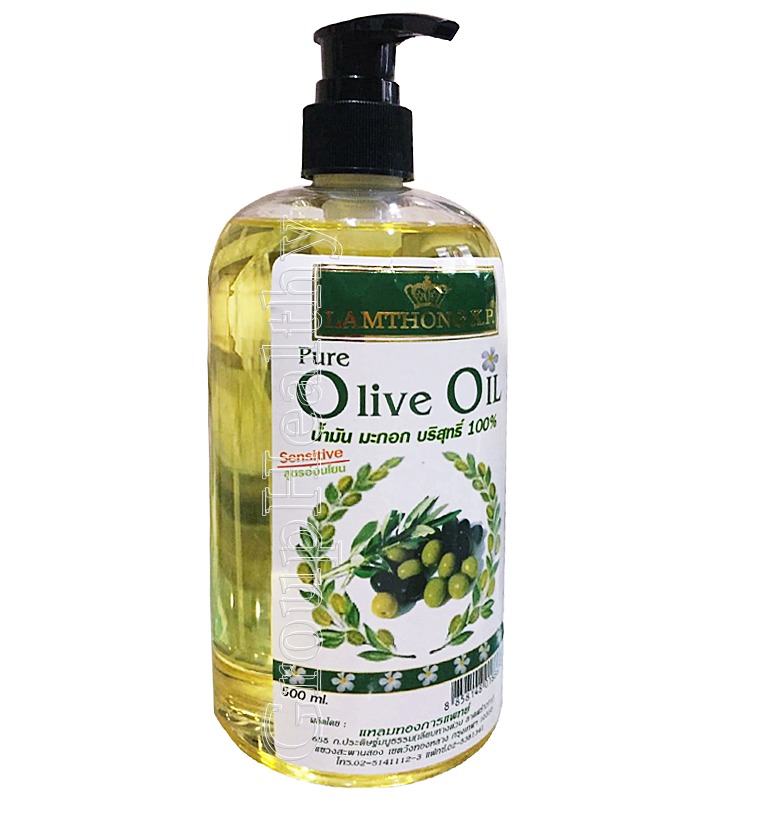 Pure O live Oil น้ำมันมะกอกบริสุทธิ์ 100% ใช้นวดผิวทั่วร่างกายเพื่อความผ่อนคลาย บำรุงผิว (หัวปั้ม)500 ML.1 ขวด