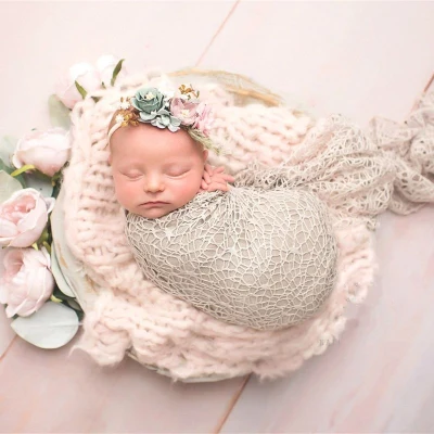 Newborn Stretch Wrap Photography Props knit Fabric Hollow Out Swaddle Blanket For Baby Photo Props