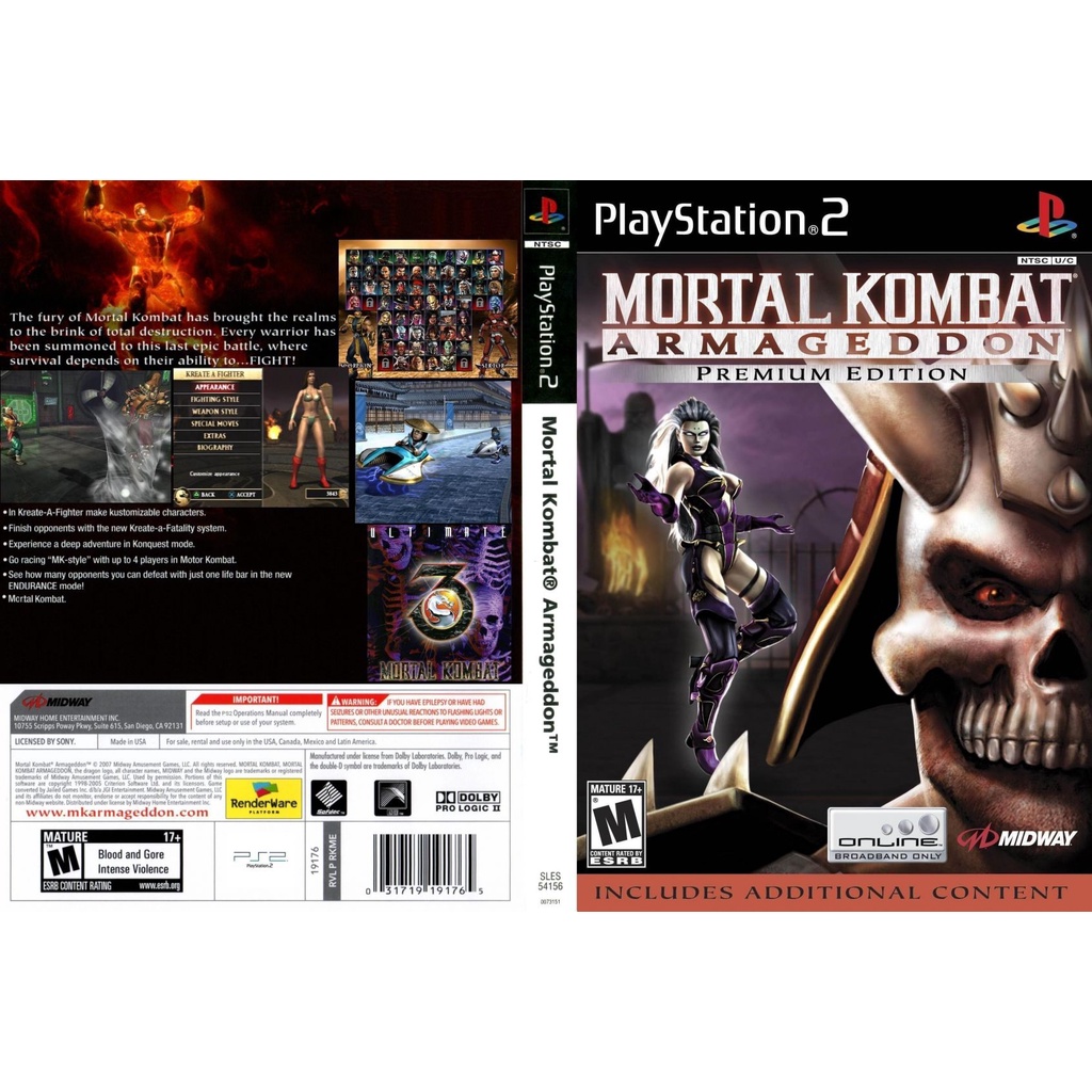 แผ่นเกมส์ PS2 Mortal Kombat Armageddon Premium Edition คุณภาพ ส่งไว