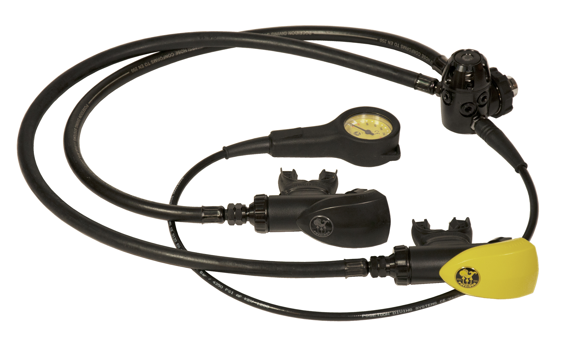 Poseidon Regulator Kits model Single Kit Xstream Black including Yellow PSG Bar