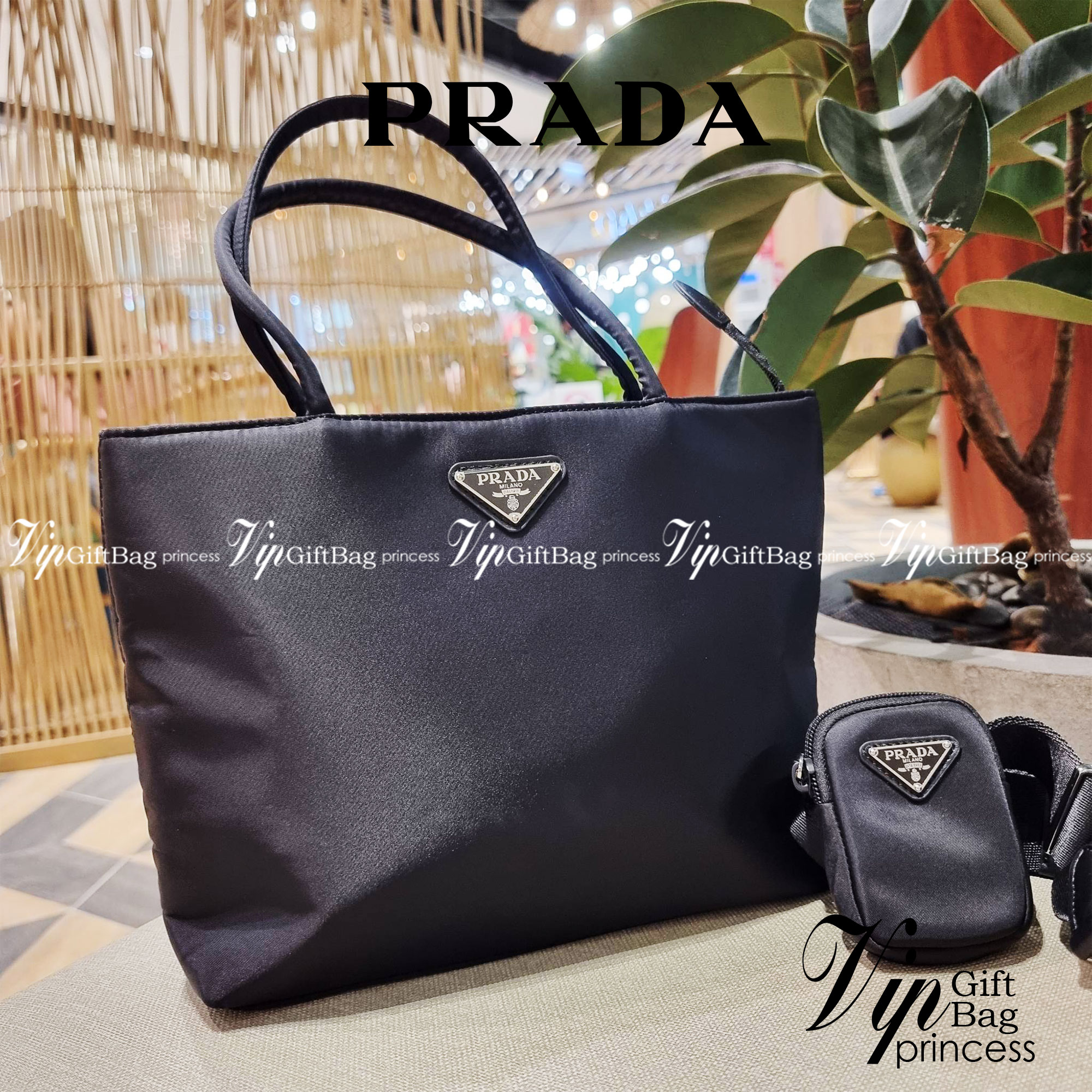 PRADA RENYLON TESUTO TOTE BAG กระเป๋าทรงช้อปปิ้ง ขนาดกำลังสวย รุ่นหา