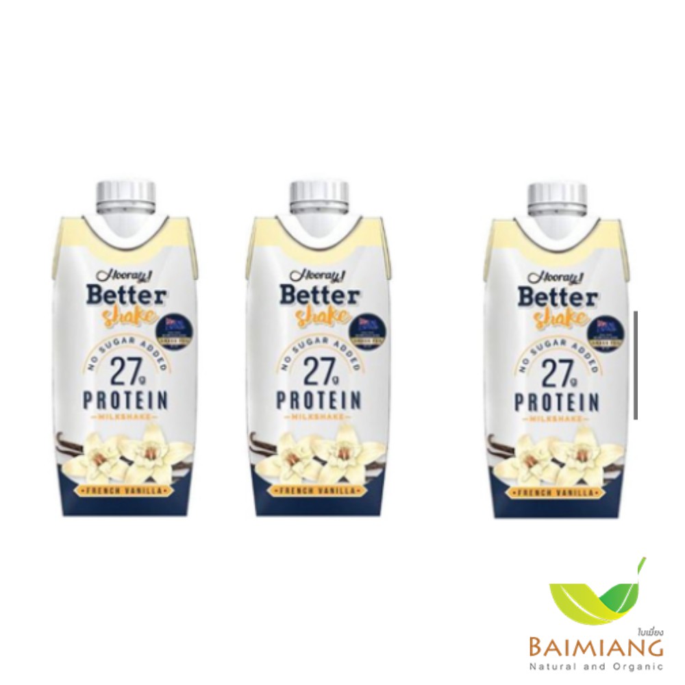 [2 แถม 1] Baimiang Hooray Better Shake Milk French Vanilla ขนาด 330 ml. ร้านใบเมี่ยง