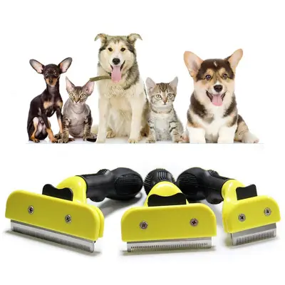 2020 Hot sale S M LYellow Pet Hair Brushes For Dog Cat Small Animal Grooming Comb Tickle Fur Cleaning Brush Hair Clipper Tools Furmines