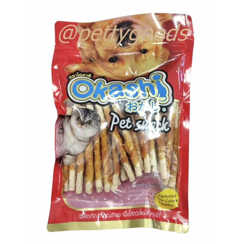 Okashi Chick Soft Crunch Milk ขนมสุนัข โอคาชิ ไก่พันครั้นชี้นิ่มรสนม 350 กรัม ไม่เค็ม ครั้นชี่นิ่มนม 38 ชิ้น Dog Cat Snack มีประโยชน์ ช่วยขัดฟัน