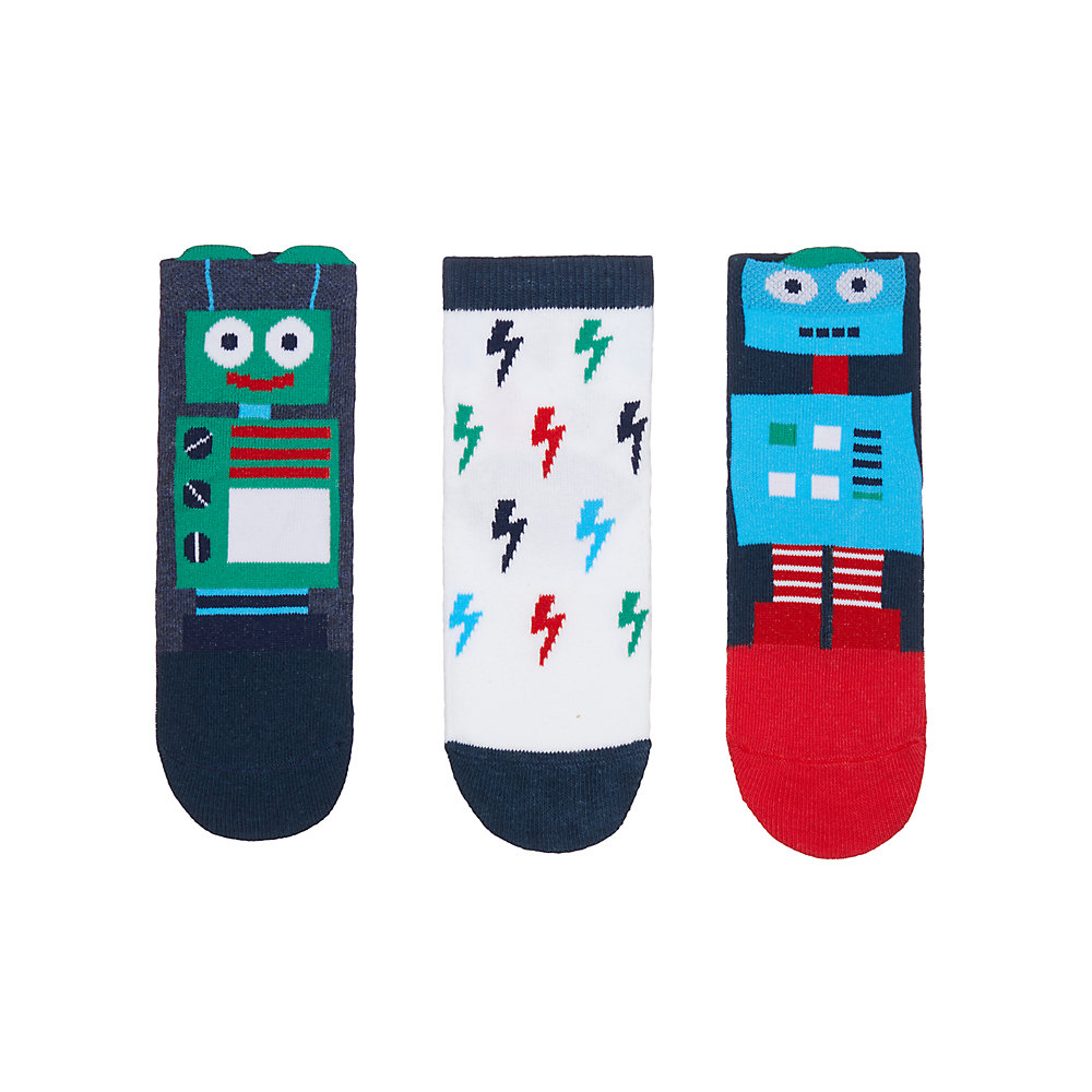 ถุงเท้าเด็กผู้ชาย mothercare robot novelty socks - 3 pack TD277