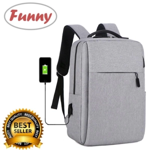 ภาพหน้าปกสินค้าFunny.Shop Mon USB charging แฟชั่นกระเป๋าเป้สะพายหลังสำหรับผู้ชาย แล็ปท็อป Men Laptop Backpack ที่เกี่ยวข้อง