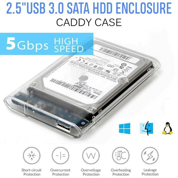 STX 2.5-Inch SATA 3.0 To USB 3.0 Hard Drive Disk Box HDD External Enclosure SATAHDD And SSD -Trans กล่อง แบบใสพร้อมสายusb3.0