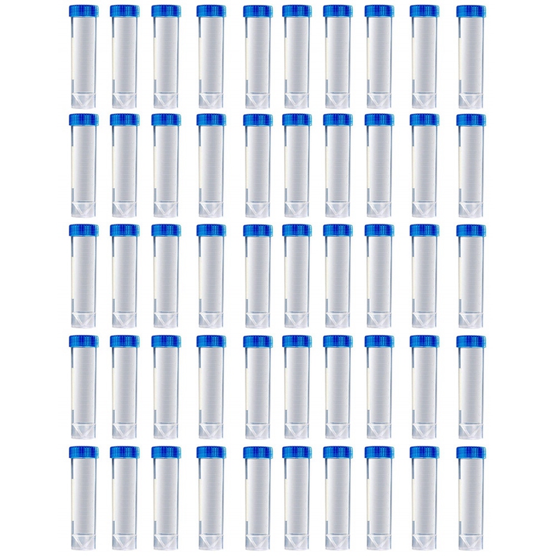 50 Pieces of 50 Ml Plastic Centrifuge Tubes with Blue Screw Caps and Conical Bottom, Frayed Plastic Test Tubes