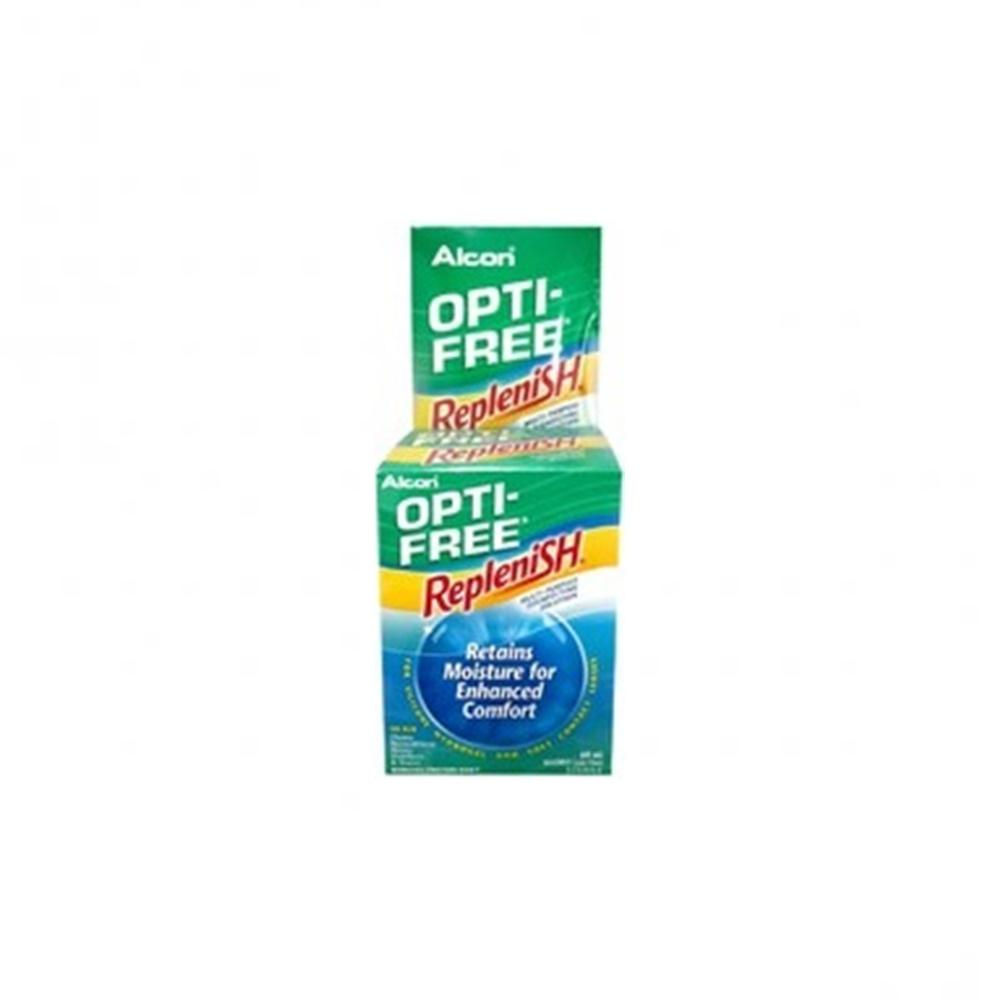 ALCON Opti Free Replenish ออฟติ ฟรี รีเพลนิช น้ำยาล้างคอนแทคเลนส์ ฟรี ตลับใส่ตอนแทคเลนส์ 300 ml [แถมฟรี 60 ml] [1 ชุด]