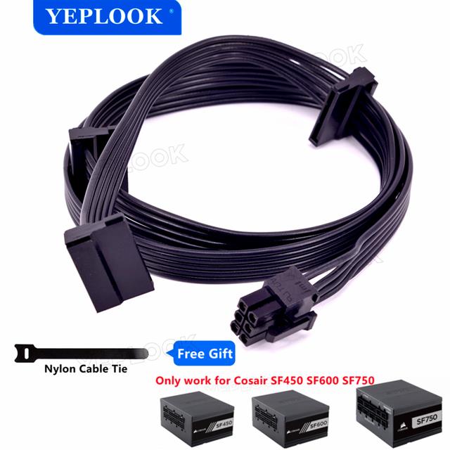 Corsair SF450 SF600 SF750 PCIe 6Pin to 3 SATA 15Pin SSD Power Supply