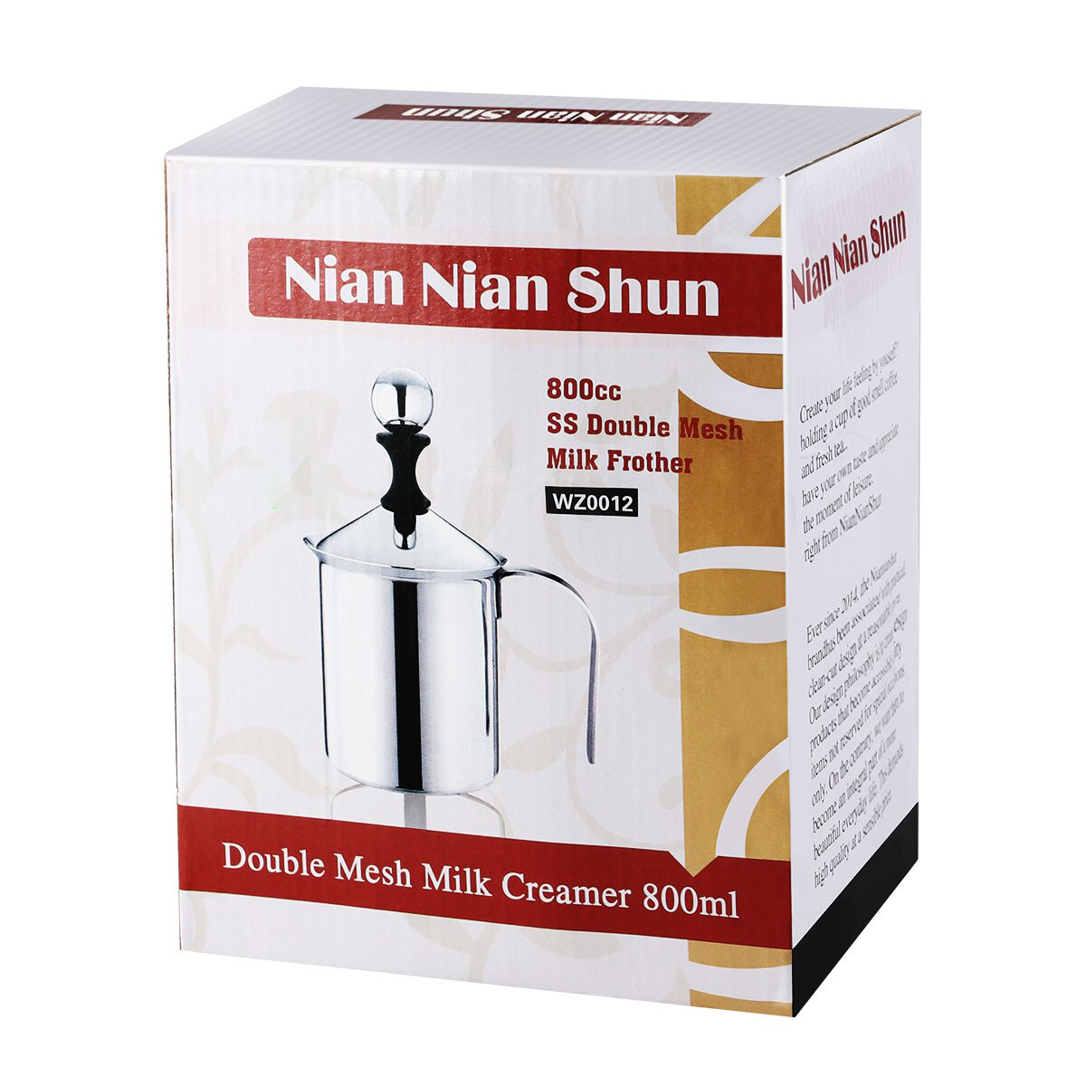 Nian Nian Shun milk frother เครื่องตีฟองนม เครื่องทำฟองนม ที่ตีฟองนมกาแฟ ที่ตีฟองนม ที่ตีฟองนมมือ ที่ตีฟองนมสด เครื่องทำโฟมนม สแตนเลส ขนาด800 cc T1422