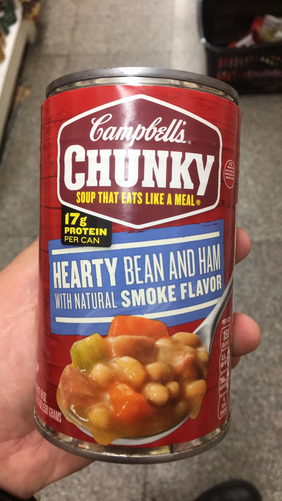 campbell's chunky hearty bean and ham with natural smoke flavor แคมเบลล์ ชังกี้ ซุปสำเร็จรูปผสมถั่วและแฮมรมควัน  539 กรัม