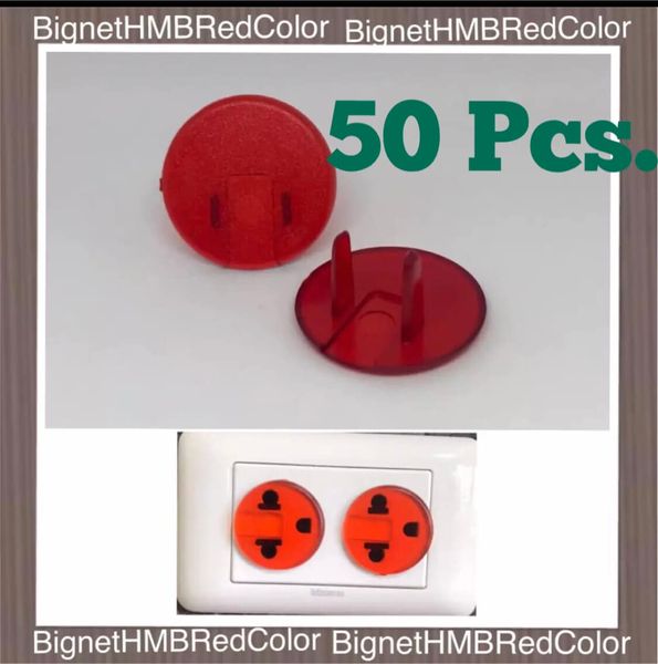 H.M.B. Plug 10 Pcs. ที่ปิดรูปลั๊กไฟ Handmade®️ Red Color ฝาครอบรูปลั๊กไฟ รุ่น -สีแดงใส- 10,20,3040,50 Pcs.  !! Outlet Plug !!  สีวัสดุ สีแดง Red color 50 ชิ้น ( 50 Pcs. )