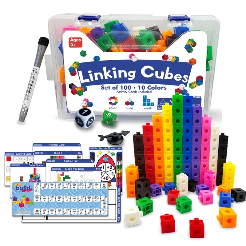 xxพร้อมส่งxx Snap Cube- Linking Cube สินค้า Warmart พร้อมการ์ดโจทย์ เขียนแล้วลบได้ ของเล่นเชิงคณิตศาสตร์ Mathlink Cubes
