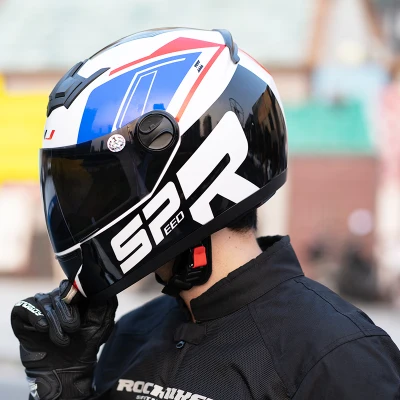 HNJ Helmet L (59-60cm) Electric Motorcycle Helmet Black & Red Shark Safe Full Helmet