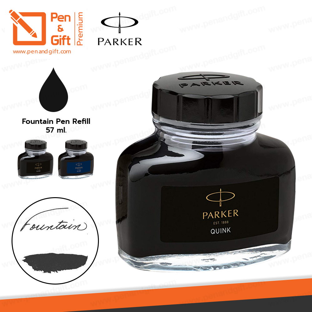 Parker หมึกขวดป๊ากเกอร์ ควิ้ง สำหรับปากกาหมึกซึม 57 มล. หมึกดำ, หมึกน้ำเงินเข้ม - Parker Bottle Quink Refill ink for Fountain Pen 57ml Black , BlueBlack Ink  [ปากกาสลักชื่อ ของขวัญ Pen&Gift Premium]