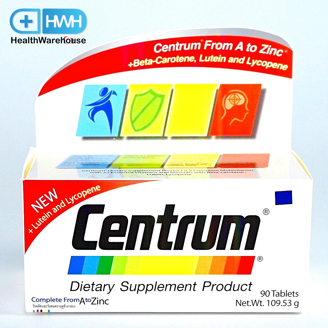 Centrum + Beta-Carotene + Lutein วิตามินและเกลือแร่รวมที่จำเป็น21ชนิด สูตรใหม่ 90 เม็ด
