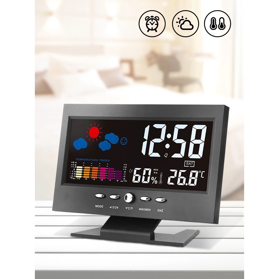 นาฬิกาตั้งโต๊ะอัจฉริยะ นาฬิกาดิจิตอล นาฬิกาตั้งโต๊ะ นาฬิกา สั่งงานด้วยเสียง นาฬิกาเซนเซอร์ Smart Clock