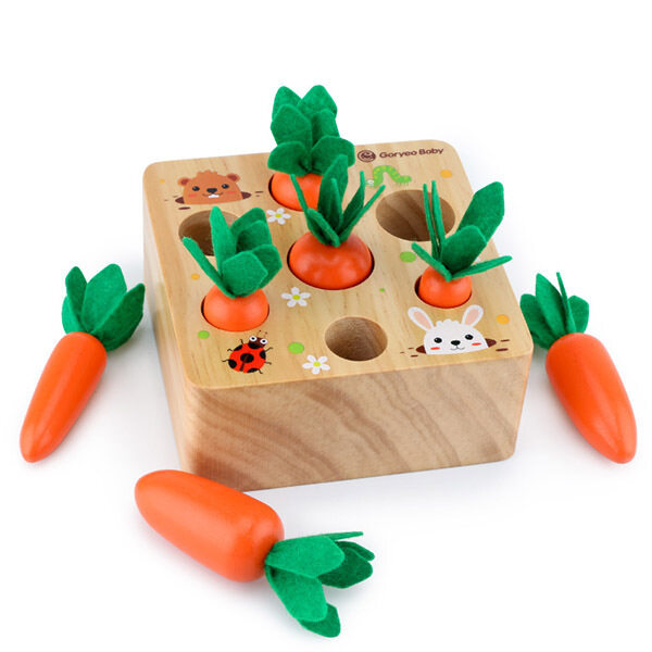 CuteHome ของเล่นแครอท ของเล่นสำหรับเด็ก ของเล่นเกมแครอทปริศนา สำหรับเด็กเล็ก ของเล่นเสริมทักษะ ของเล่นเสริมพัฒนาการ ของเล่นไม้ Wooden Pulling Carrot Game
