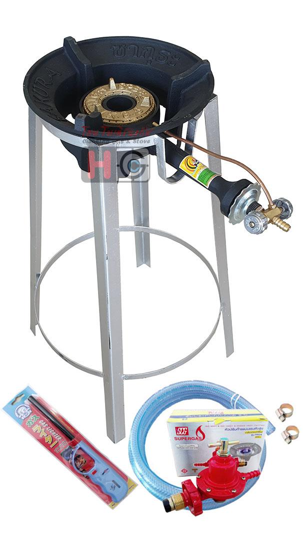 Sakura ชุดเตาแก๊สแรงดันสูง เตาเร่ง KB5  ขาเตากลม สูง 70ซม.