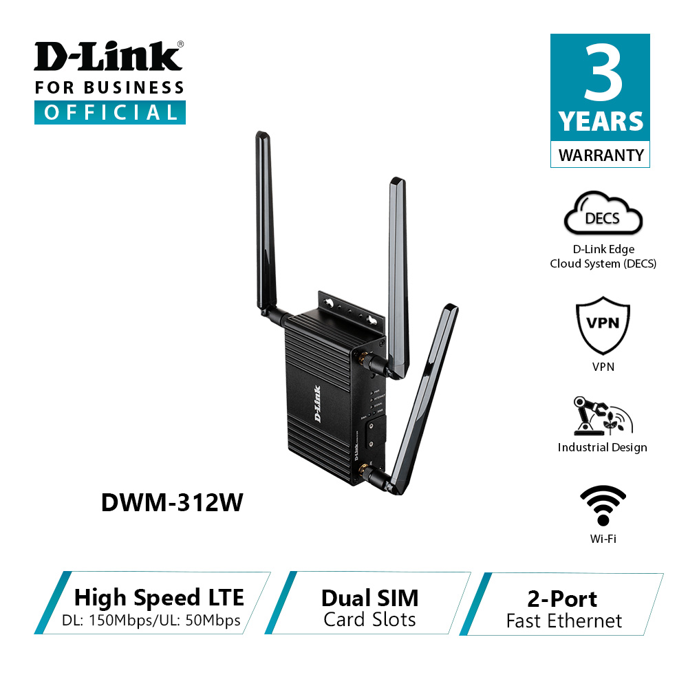 D-Link DWM-312W: 4G LTE M2M VPN Wi-Fi Router ราคา 11,399 บาท*ส่งฟรี