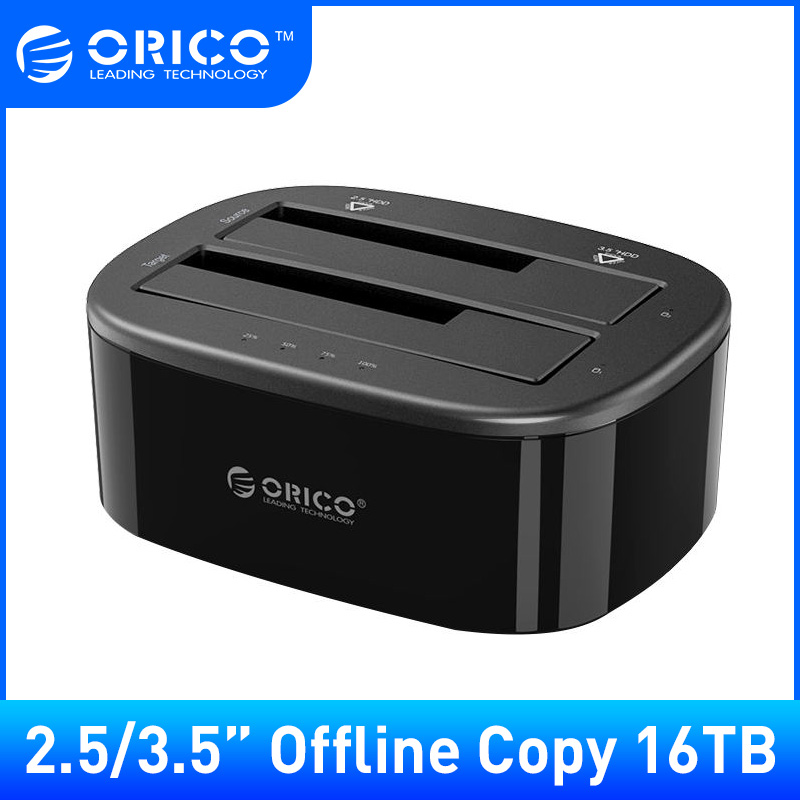 ORICO 6228US3-C โอริโก้ ด๊อกกิ้ง กล่องอ่านฮาร์ดดิสก์ และ SSD ขนาด 2.5 & 3.5 นิ้ว มีฟังค์ชั่น โคลนดิสก์ สีดำ ORICO Clone Docking Station 2.5 3.5 Dual Bay SATA To USB 3.0 HDD Enclosure