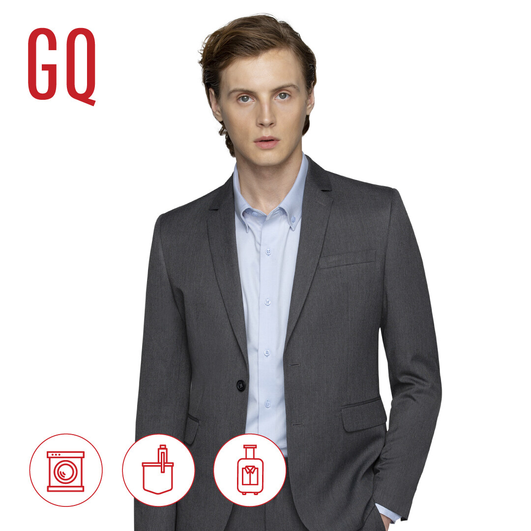 GQ Essential Suits สูทผู้ชายทรงสลิม รุ่น TR Slim Fit สีเทา | Lazada.co.th
