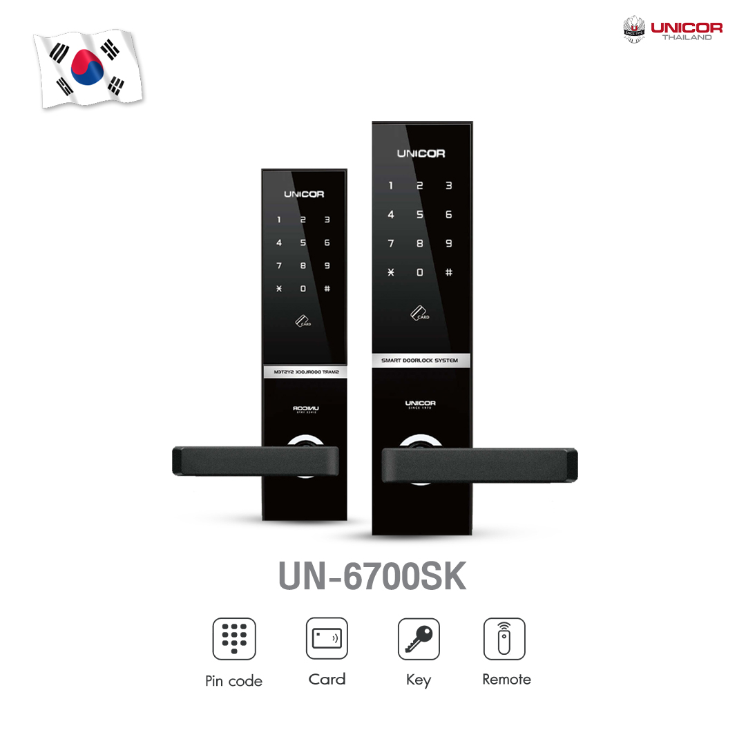 UNICOR Digital Door Lock รุ่น UN6700 BLACKกลอนประตูดิจิตอล ส่งฟรี