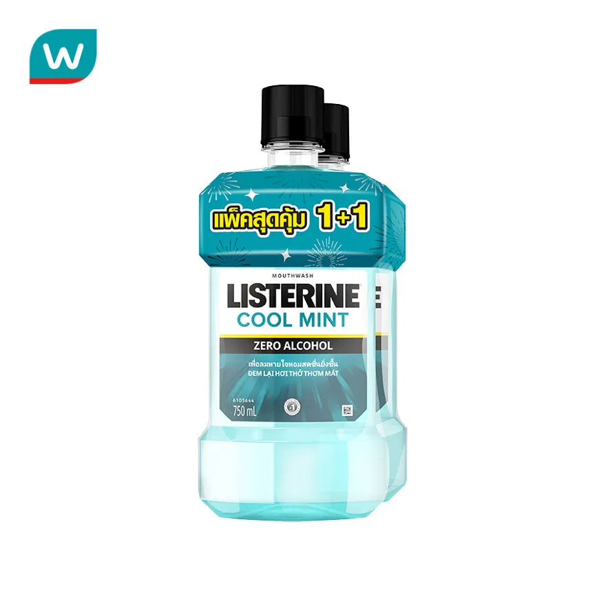 Listerine ลิสเตอรีน น้ำยาบ้วนปาก คูลมินต์ ซีโร่ แอลกอฮอล์ 750 มล. แพคคู่
