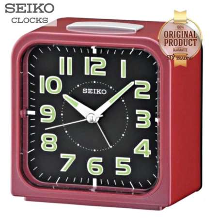 SEIKO นาฬิกาปลุก Quiet Sweep (Snooze) มีไฟ เสียงกริ่ง รุ่น QHK025R -สีแดง
