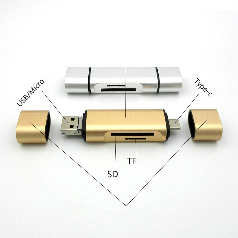 นำเข้า การ์ด✟ Nengban Earldom 3 ใน 1 Scalable OTG Type C Micro USB Adapter TF ตัวอ่านการ์ด SD รองรับ Memory 128GB สุ่มสี