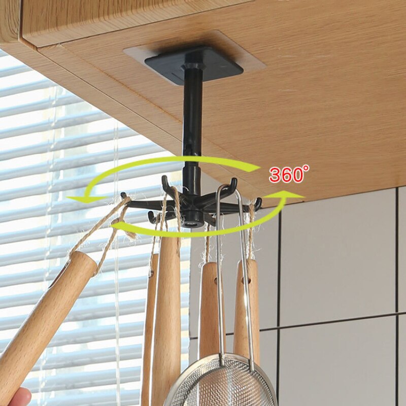 1/2PCS Multi-Purpose Hooks Kitchen Hook 360 Degrees Rotated Rotatable Rack For Organizer Storage Spoon Hanger Rack 6-jaw