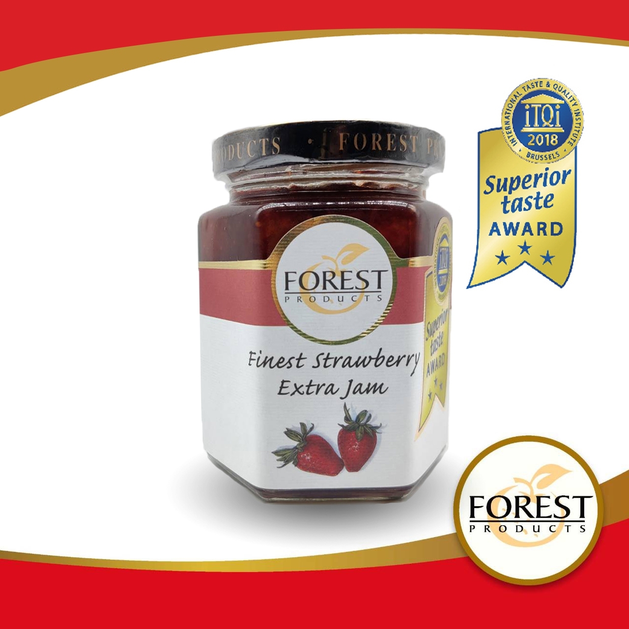 แยมสตรอเบอร์รี่ (Finest Strawberry Extra Jam) ตรา Forest Products
